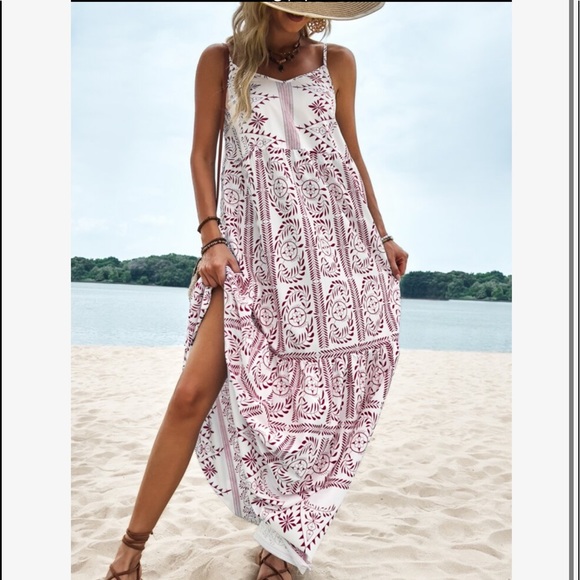 Boho Bohemian Gypsy Floral Paisley Print Cami Maxi Dress - Picture 2 of 5